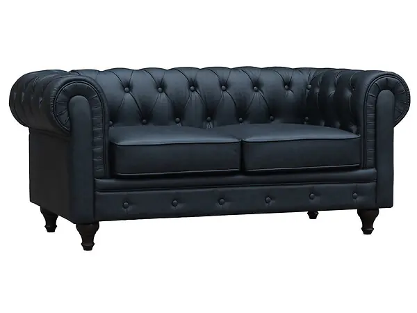 Canapé fixe Chesterfield "Aliza" - 157 x 82 x 70 cm - 2 places - Noir HABITAT ET JARDIN Vente Flash