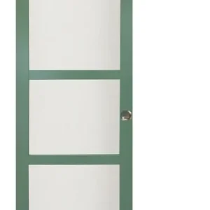 Prix Bas Porte Coulissante Vert Sauge RAL 6021 Vitrée H204 x L83 cm, railroulette, coquilles GD MENUISERIES