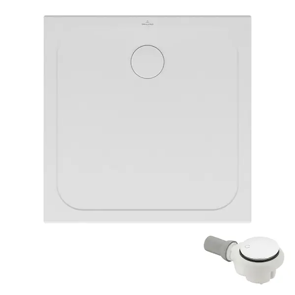 Offre Exclusive Receveur de douche antidérapant 90 x 90 Lifetime Plus Cerasoft céramique blanc + Bonde blanc VILLEROY ET BOCH