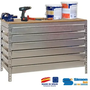 Nouvel Arrivage Simonrack - Kit Etabli Avec Tiroirs 840x1500x750mm - Bt-5 Box6 1500 Galva/bois SIMON RACK