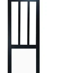 Porte Coulissante Atelier noir, blanc Vitrée H204 x L73 cm, Rail Roulettes, Coquilles GD MENUISERIES Certifié