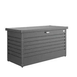 Nouvelle Collection Coffre de jardin en acier LeisureTime Box T 130 - Gris foncé - L.134xH.71xP.62cm BIOHORT