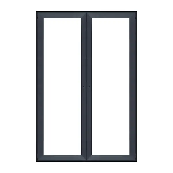 Pas Cher Porte-fenêtre PVC 2 vantaux - Anthracite - H.140xL.215cm QUADROFORM