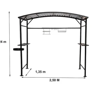 Carport barbecue acier - Gris anthracite - L.250xP.135xH.224 HABRITA Satisfait Ou Remboursé