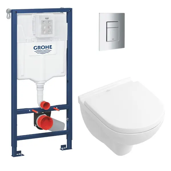 Promotion Saisonnière Rapid SL Pack Bâti-support + cuvette sans bride + Abattant + Plaque chrome (RAPIDSL-O.NOVO49-1) GROHE