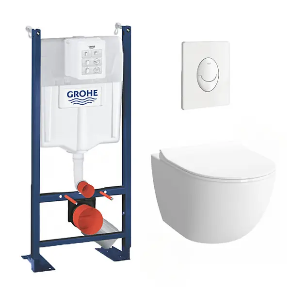 Offre Spéciale Pack WC Cuvette Sento Compacte + Rapid SL autoportant NF + plaque Skate Air blanche (ProjectSentoCOMPACT-3) GROHE