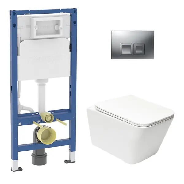 Duofix pack WC bâti + WC suspendu sans bride Swiss Aqua Technologies avec abattant SoftClose + plaque (GEBSTINFWR02MAN-FR) GEBERIT Expédié Aujourd'hui