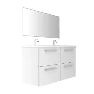 Commande En Gros Meuble double vasque suspendu - Blanc - L120xP45cm VIF
