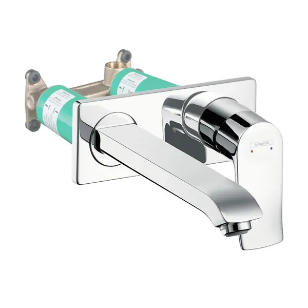 Acheter En Ligne Mitigeur lavabo mural Metris + corps encastré Economie d‘eau HANSGROHE