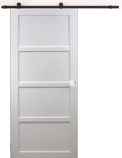 Porte Coulissante Tamera Blanc 4 Panneaux H204 X L83 cm, Rail Roulettes, Coquilles Blanc GD MENUISERIES Achat Immédiat