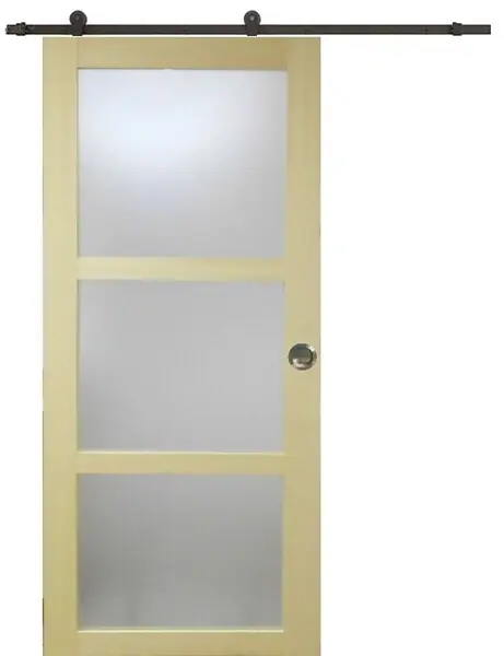 Prix Bas Porte Coulissante bois Ayous Vitrée H204 x L93 cm, Rail roulettes, Coquilles GD MENUISERIES