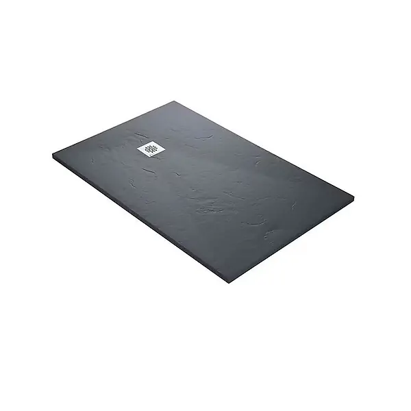Petit Prix Receveur résine U-Tile gris ardoise imitation ardoise - grille carrée excentrée MARMOX