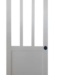 Porte Coulissante Atelier blanc H204 x L93 cm, Rail roulettes, Coquilles Noir GD MENUISERIES Dernière Chance