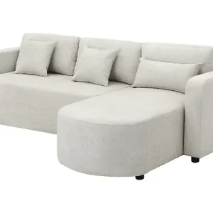 Livraison Express Canapé d‘angle convertible/réversible en tissu "Charles" - 3 places - Beige HABITAT ET JARDIN