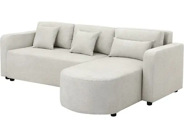 Livraison Express Canapé d‘angle convertible/réversible en tissu "Charles" - 3 places - Beige HABITAT ET JARDIN