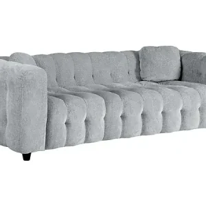 Top Vente Canapé droit en tissu chenille "Vendome" - 3 places - Gris HABITAT ET JARDIN