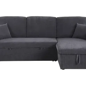 Nouvelle Collection Canapé d‘angle convertible en velours côtelé "Alain" - 3 places - Gris HABITAT ET JARDIN