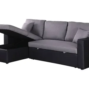 Canapé d‘angle convertible/ réversible avec coffre "Alain" - 3 places - Gris / Noir HABITAT ET JARDIN Top Vente