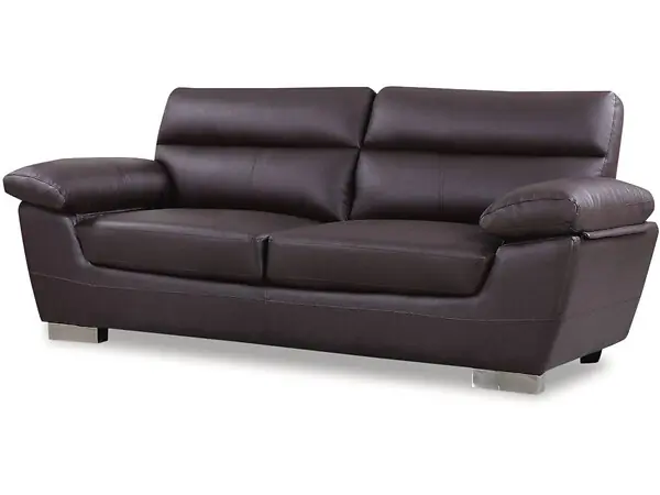 Certifié Canapé fixe en cuir reconstitué et PVC "Dallas" - 210 x 88 x 90 cm - 3 places - Chocolat HABITAT ET JARDIN