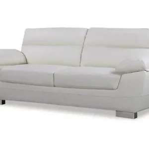 Canapé fixe en cuir reconstitué et PVC "Dallas" - 210 X 88 X 90 cm - 3 places - Blanc HABITAT ET JARDIN Paiement Sécurisé