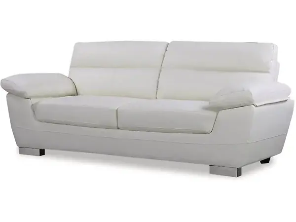 Canapé fixe en cuir reconstitué et PVC "Dallas" - 210 X 88 X 90 cm - 3 places - Blanc HABITAT ET JARDIN Paiement Sécurisé