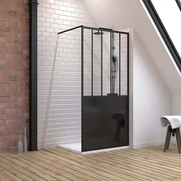 Bon Plan Ensemble douche à l‘italienne avec Receveur blanc caniveau 80x100 + paroi atelier 100cm AURLANE