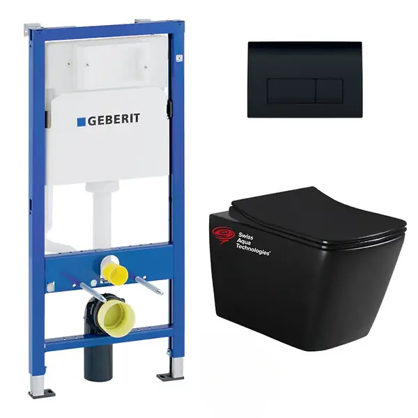 Jusqu'à Épuisement Des Stocks Pack WC bati-support Geberit + WC sans bride Swiss Aqua Technologies + abattant SoftClose + plaque (SBLINFIGEB7)