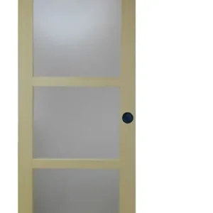 Porte Coulissante bois Ayous Vitrée H204 x L93 cm, Rail Roulettes, Coquilles Noir GD MENUISERIES Prix Choc