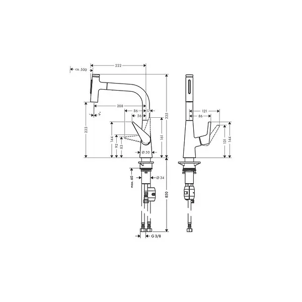 Robinet de cuisine avec douchette Talis Select M51 220 2 jets chromé HANSGROHE Solde