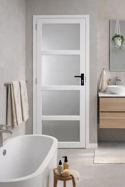 Satisfait Ou Remboursé Bloc Porte Tana Vitrée Blanc H204 x L63 cm Côte Tableau P.Droit,Poignee GD MENUISERIES