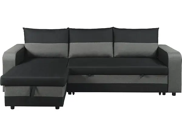 Canapé d‘angle réversible/convertible en tissu "Victor" - 3 places - Noir HABITAT ET JARDIN Commande En Gros