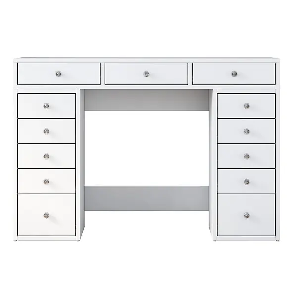 Coiffeuse avec tiroirs intégrés en bois "Sena" - 120 x 44 x 82 cm - Blanc HABITAT ET JARDIN Prix Bas