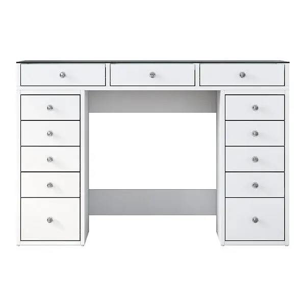 Super Prix Coiffeuse avec tiroirs intégrés en bois "Sina" - 120 x 44 x 80 cm - Blanc HABITAT ET JARDIN