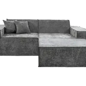 Canapé droit modulable avec ottoman en tissu texturé "Lusso" - 3 places - Gris HABITAT ET JARDIN Seulement Aujourd'hui