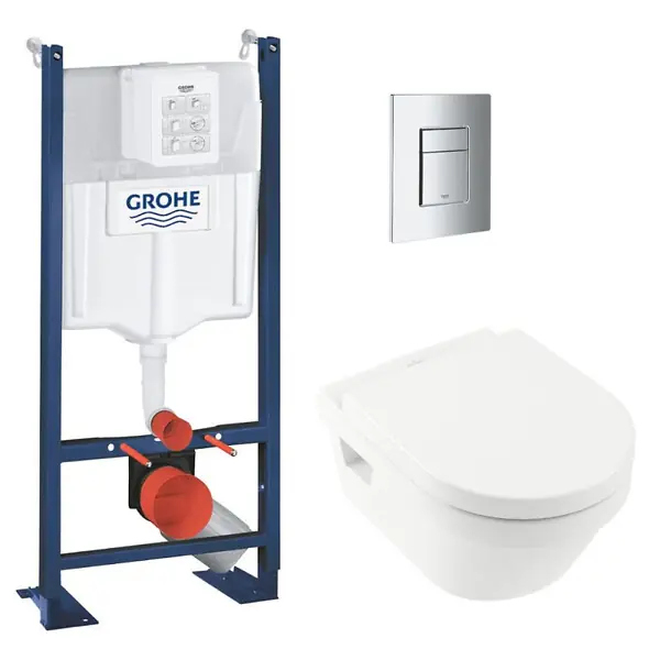 Expédition Rapide RAPID SL Pack Bâti-support + Cuvette sans bride + Abattant + Plaque chrome (PROJECTARCHI4-1) GROHE