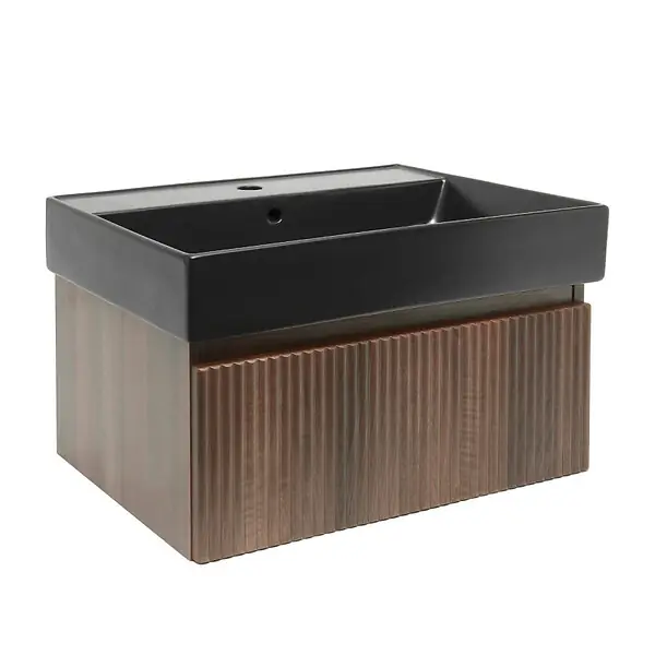 Bon Plan Swiss Aqua Technologies Meuble de salle de bain avec lavabo SAT Evolution 78x30x44,8 cm noyer mat (SATEVO80NAU2B)