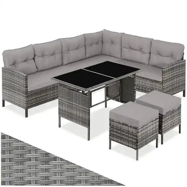 Canapé de jardin BARLETTA modulable gris/beige TECTAKE Prix Bas