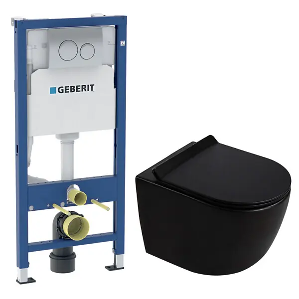 Acheter En Ligne Duofix Pack WC bâti-support + WC suspendu sans bride Ceramia PixL avec abattant SoftClose + plaque (GEBCEPXBMT01-FR) GEBERIT