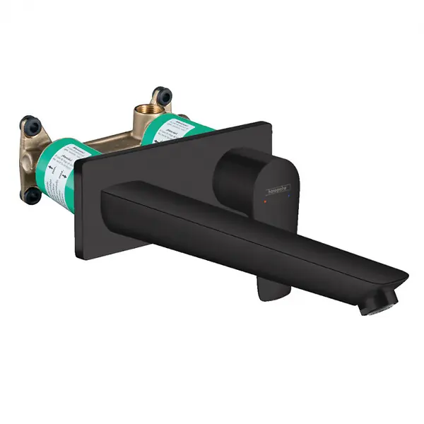 Commander Maintenant Hansgrohe Talis E Set Mitigeur monocommande lavabo encastré mural Noir mat, Bonde à écoulement libre, Corps encastré 71734670-SET