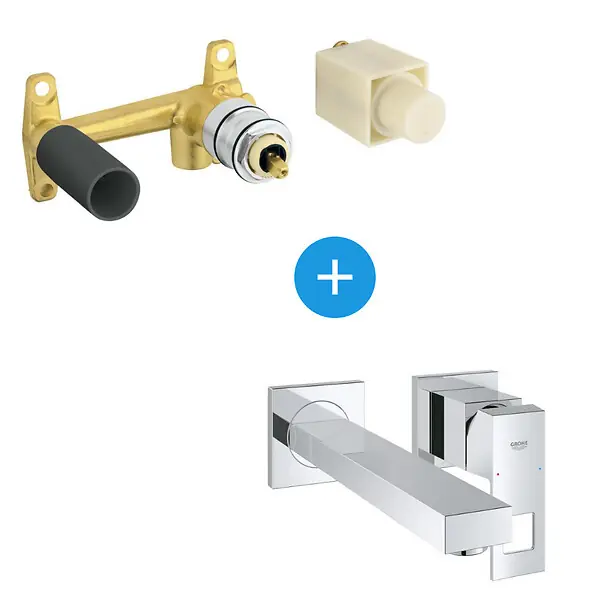 Offre Spéciale Eurocube Set Mitigeur monocommande 2 trous lavabo encastré mural Chrome Taille M + Corps encastré (23447000-SET) GROHE