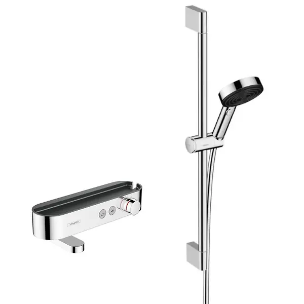 Jusqu'à Épuisement Des Stocks Hansgrohe ShowerTablet Select Set Mitigeur Thermostatique douche/bain + Douchette 105mm 3 jets + Flexible douche 160cm + Barre 65cm