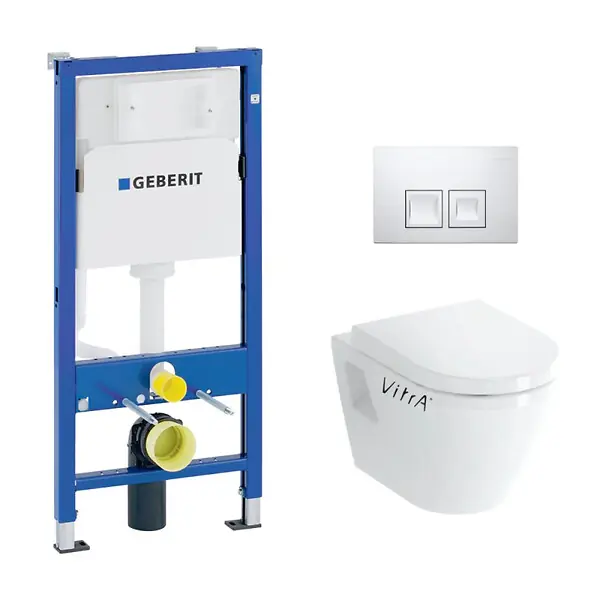 Meilleur Choix Pack Bati-support Geberit Duofix UP100 + WC Vitra Integra + Abattant en Duroplast