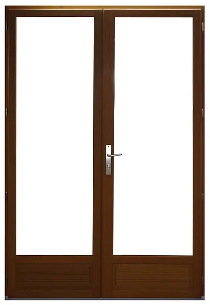 Porte-fenêtre double battant Exo - Bois Méranti - 225x140cm TOTEM Remise