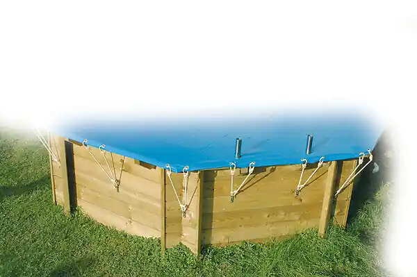 Bâche de sécurité PVC 550g/m² pour piscine - Bleu - L.355xl.550cm UBBINK PIS Prix Promo