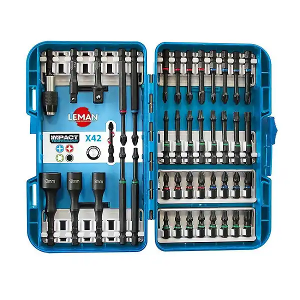 Expédié Aujourd'hui Coffret de douilles 1/4" avec embouts impact 42 pièces Leman