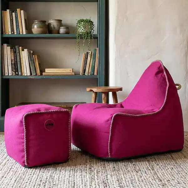 Expédition Rapide Fauteuil poire enfant avec repose pieds 75x60x65/45x60x35 cm AVEC billes Rose (MBINDR3260-3-SET) SOO SANTAI