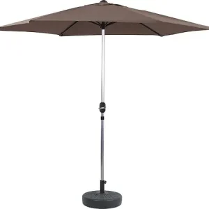 Parasol jardin droit Alu "Sol" - Rond - Ø 3m - Taupe - Avec pied à lester HABITAT ET JARDIN Super Prix