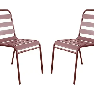 Lot de 2 chaises de jardin en métal empilables "Bilbao" - Terracotta HABITAT ET JARDIN Livraison Express