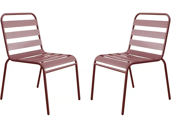 Lot de 2 chaises de jardin en métal empilables "Bilbao" - Terracotta HABITAT ET JARDIN Livraison Express