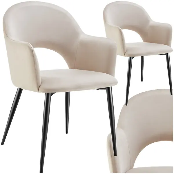 Lot 2 Fauteuils aspect velours rembourré max 120 kg crème TECTAKE Haute Qualité
